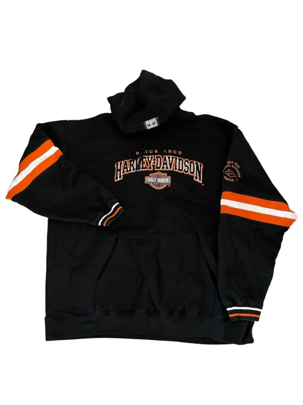 Vintage 2003 Harley-Davidson Black Orange Hoodie Men’s XL - Picture 1 of 6